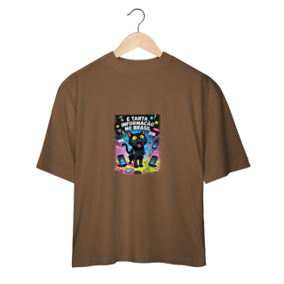 Nome do produto Camiseta É Tanta Informação no Brasil - Gato Preto Surtado Meme