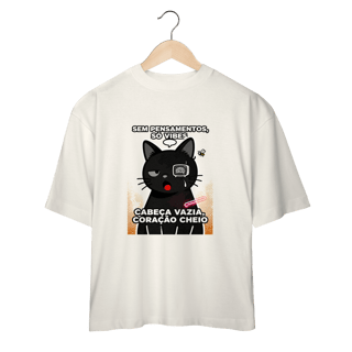 Nome do produto Camiseta Sem Pensamentos Só Vibes Gato Braindead Gen Z