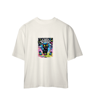 Nome do produto Camiseta É Tanta Informação no Brasil - Gato Preto Surtado Meme