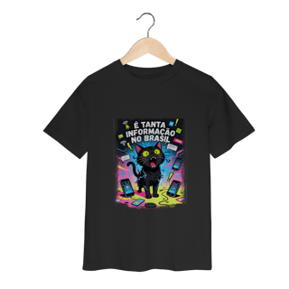 Nome do produto Camiseta E Tanta Informação no Brasil - Gato Preto Surtado Meme 