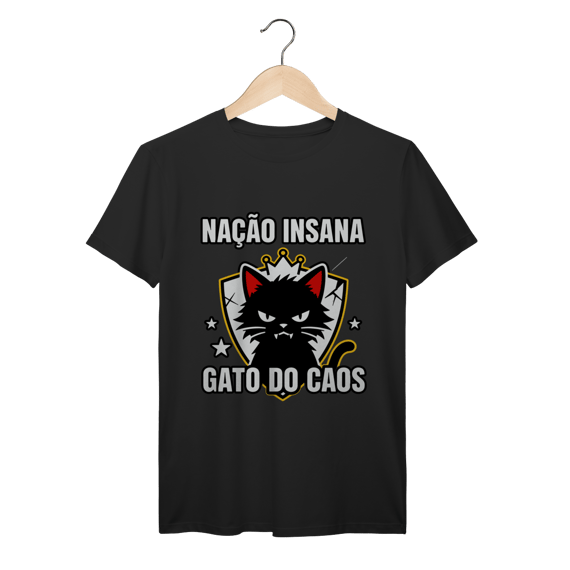 Camiseta Nação Insana Gato do Caos Meme Streetwear
