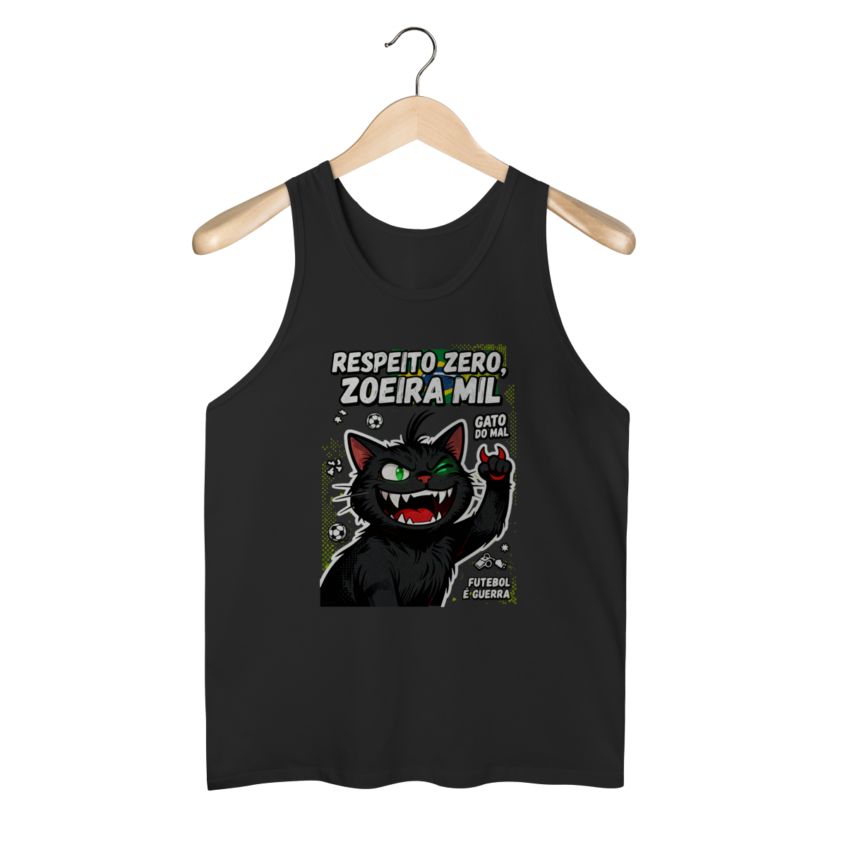 Nome do produto: Camiseta Respeito Zero Zoeira Mil Gato do Mal Futebol