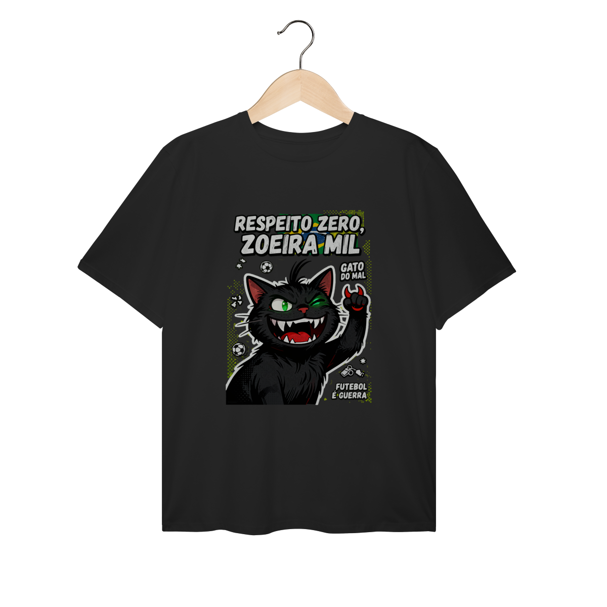 Nome do produto: Camiseta Respeito Zero Zoeira Mil Gato do Mal Futebol