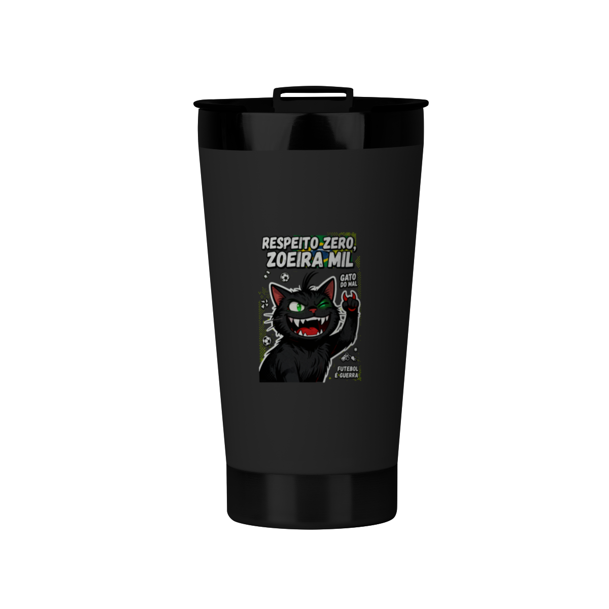 Nome do produto: Caneca Respeito Zero Zoeira Mil Gato Futebol Humor Negro