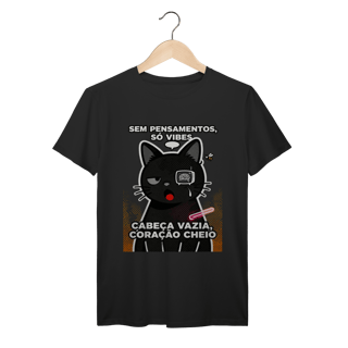Camiseta Sem Pensamentos Só Vibes Gato Braindead Gen Z