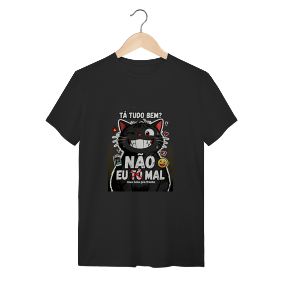 Camiseta Tá Tudo Bem Não Gato Ansioso Gen Z Mental Health