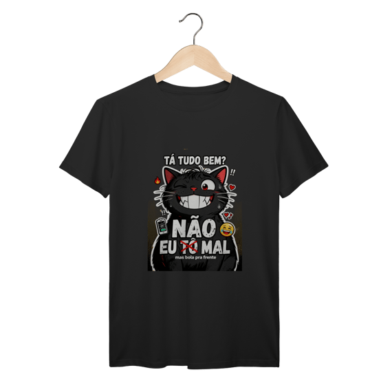Camiseta Tá Tudo Bem Não Gato Ansioso Gen Z Mental Health