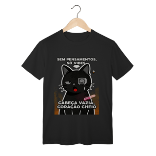 Nome do produto Camiseta Sem Pensamentos Só Vibes Gato Braindead Gen Z