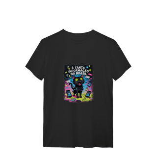 Nome do produto Camiseta É Tanta Informação no Brasil - Gato Preto Surtado Meme