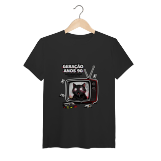 Nome do produto Camiseta Geração Anos 90 Gato Hipnotizado TV Nostalgia Retrô