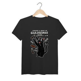 Nome do produto Camiseta Criado Base Guloseimas Gato Viciado Fome Nostalgia