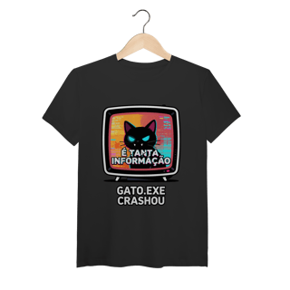 Nome do produto Camiseta É Tanta Informação Gato.exe Crashou Digital Demon Dicavalli Meme