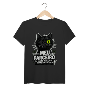 Nome do produto Camiseta Meu Parceiro Gato Maluco Streetwear Firmeza Caótica