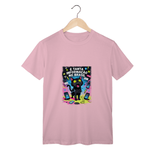 Camiseta E Tanta Informação no Brasil - Gato Preto Surtado Meme