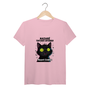 Nome do produto T-Shirt Pima - NAZARÉ TENTANDO ENTENDER - GATO PRETO CONFUSO