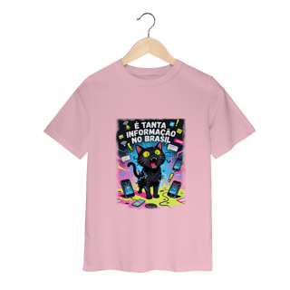Nome do produto Camiseta E Tanta Informação no Brasil - Gato Preto Surtado Meme 