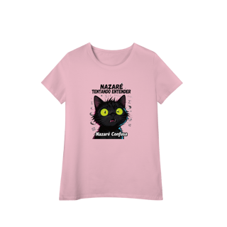 Nome do produto Camisa Baby Long - NAZARÉ TENTANDO ENTENDER - GATO PRETO CONFUSO