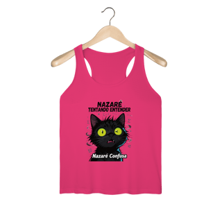 Nome do produto Regata Fem Sport UV - NAZARÉ TENTANDO ENTENDER - GATO PRETO CONFUSO