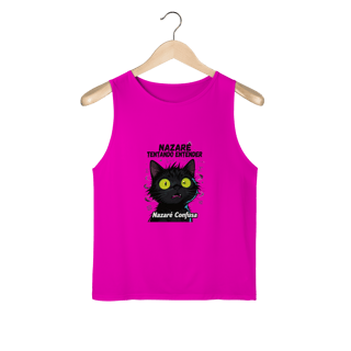 Nome do produto Regata Sport UV - NAZARÉ TENTANDO ENTENDER - GATO PRETO CONFUSO