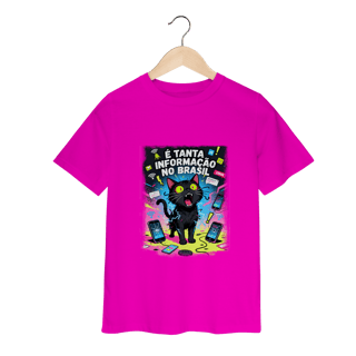 Nome do produto Camiseta E Tanta Informação no Brasil - Gato Preto Surtado Meme 