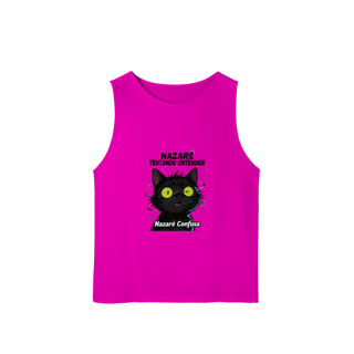 Nome do produto Regata Sport UV - NAZARÉ TENTANDO ENTENDER - GATO PRETO CONFUSO