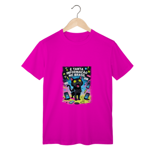 Nome do produto Camiseta E Tanta Informação no Brasil - Gato Preto Surtado Meme