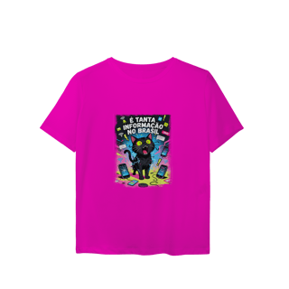 Nome do produto Camiseta É Tanta Informação no Brasil - Gato Preto Surtado Meme