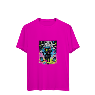 Nome do produto Camiseta É Tanta Informação no Brasil - Gato Preto Surtado Meme