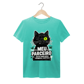 Nome do produto Camiseta Meu Parceiro Gato Maluco Streetwear Firmeza Caótica