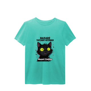 Nome do produto T-Shirt Estonada - NAZARÉ TENTANDO ENTENDER - GATO PRETO CONFUSO