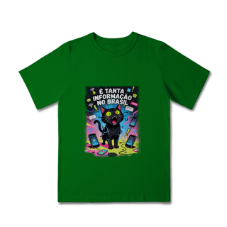Nome do produto Camiseta E Tanta Informação no Brasil - Gato Preto Surtado Meme 