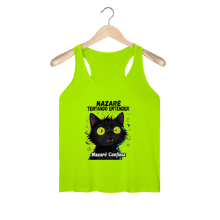 Regata Fem Sport UV - NAZARÉ TENTANDO ENTENDER - GATO PRETO CONFUSO