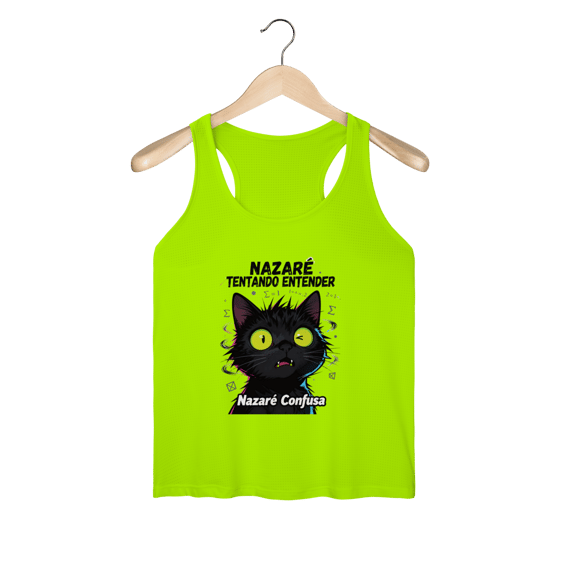 Regata Fem Sport UV - NAZARÉ TENTANDO ENTENDER - GATO PRETO CONFUSO