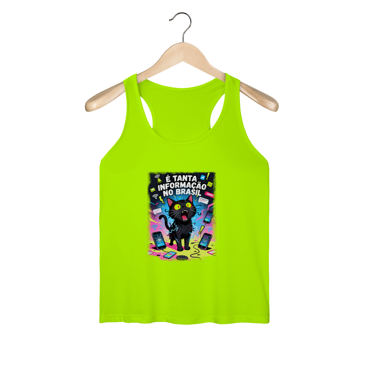 Nome do produto: Camiseta É Tanta Informação no Brasil - Gato Preto Surtado Meme