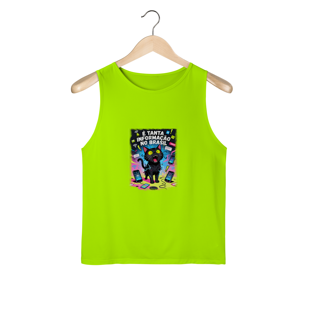 Nome do produto: Camiseta É Tanta Informação no Brasil - Gato Preto Surtado Meme