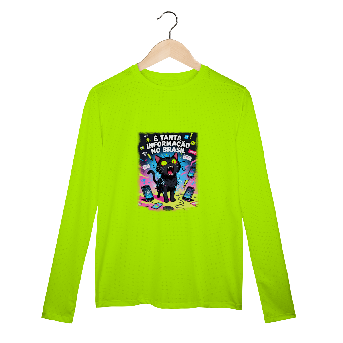 Nome do produto: Camiseta É Tanta Informação no Brasil - Gato Preto Surtado Meme