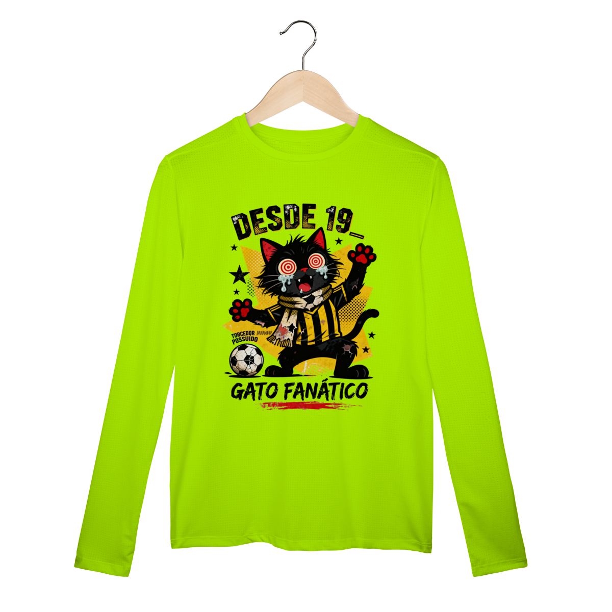 Camiseta Torcedor Possuído - Gato Fanático Futebol Retrô
