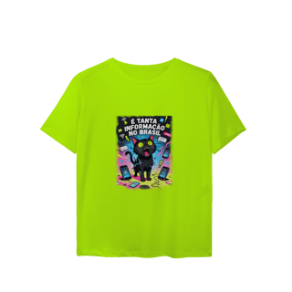Nome do produto Camiseta É Tanta Informação no Brasil - Gato Preto Surtado Meme