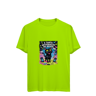 Nome do produto Camiseta É Tanta Informação no Brasil - Gato Preto Surtado Meme