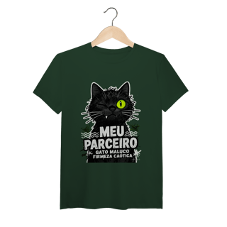 Nome do produto Camiseta Meu Parceiro Gato Maluco Streetwear Firmeza Caótica