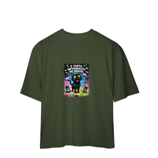 Nome do produto Camiseta É Tanta Informação no Brasil - Gato Preto Surtado Meme