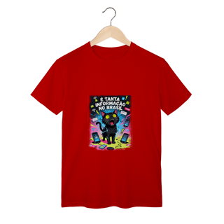 Nome do produto Camiseta E Tanta Informação no Brasil - Gato Preto Surtado Meme