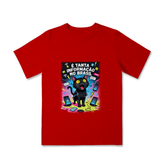 Nome do produto Camiseta E Tanta Informação no Brasil - Gato Preto Surtado Meme 