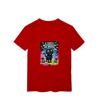 Nome do produto Camiseta E Tanta Informação no Brasil - Gato Preto Surtado Meme