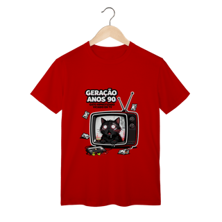 Nome do produto Camiseta Geração Anos 90 Gato Hipnotizado TV Nostalgia Retrô