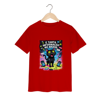 Nome do produto Camiseta E Tanta Informação no Brasil - Gato Preto Surtado Meme 