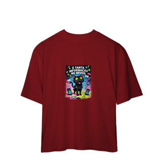 Nome do produto Camiseta É Tanta Informação no Brasil - Gato Preto Surtado Meme
