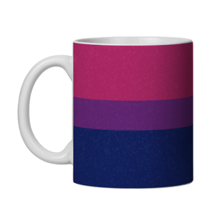 Nome do produto Caneca Clichês em rosa, roxo e azul
