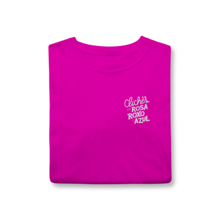Nome do produto Camiseta Clichês - Clichês em rosa, roxo e azul
