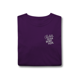 Nome do produto Camiseta Clichês - Clichês em rosa, roxo e azul